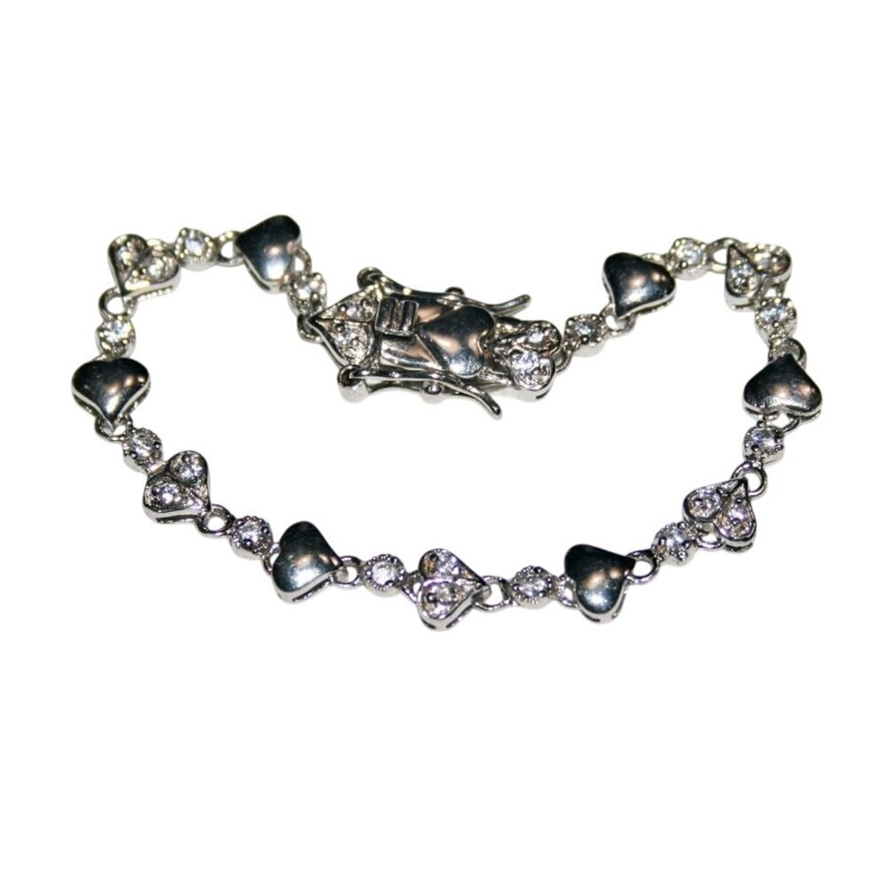 5.25" Vintage Child's Sterling Silver and Clear Cubic Zirconia Tennis Bracelet
